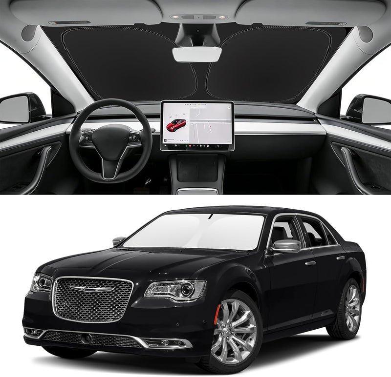 SLOGENTO Custom Fit Windshield Sun Shade for Chrysler 300/300C 2011-2023, Blocks UV & Heat, Front Window Sunshade, Easy Fold & Store - Image 1
